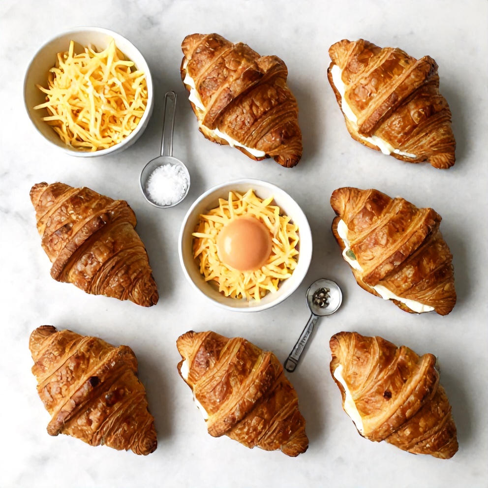 Raw Ingredients for Breakfast Croissant Sandwiches