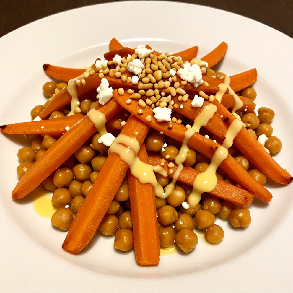 Plated Carrot Chickpea Salad with Lemon Dressing