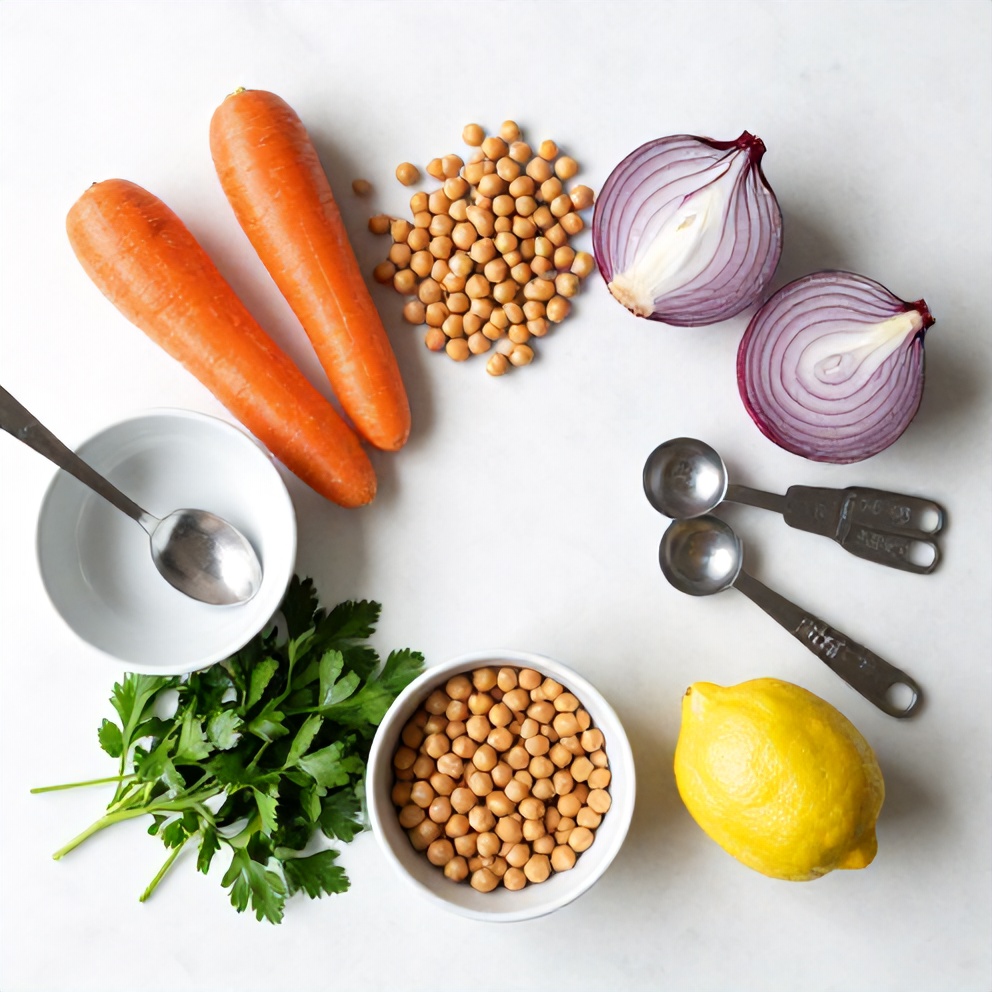 Raw Ingredients for Carrot Chickpea Salad
