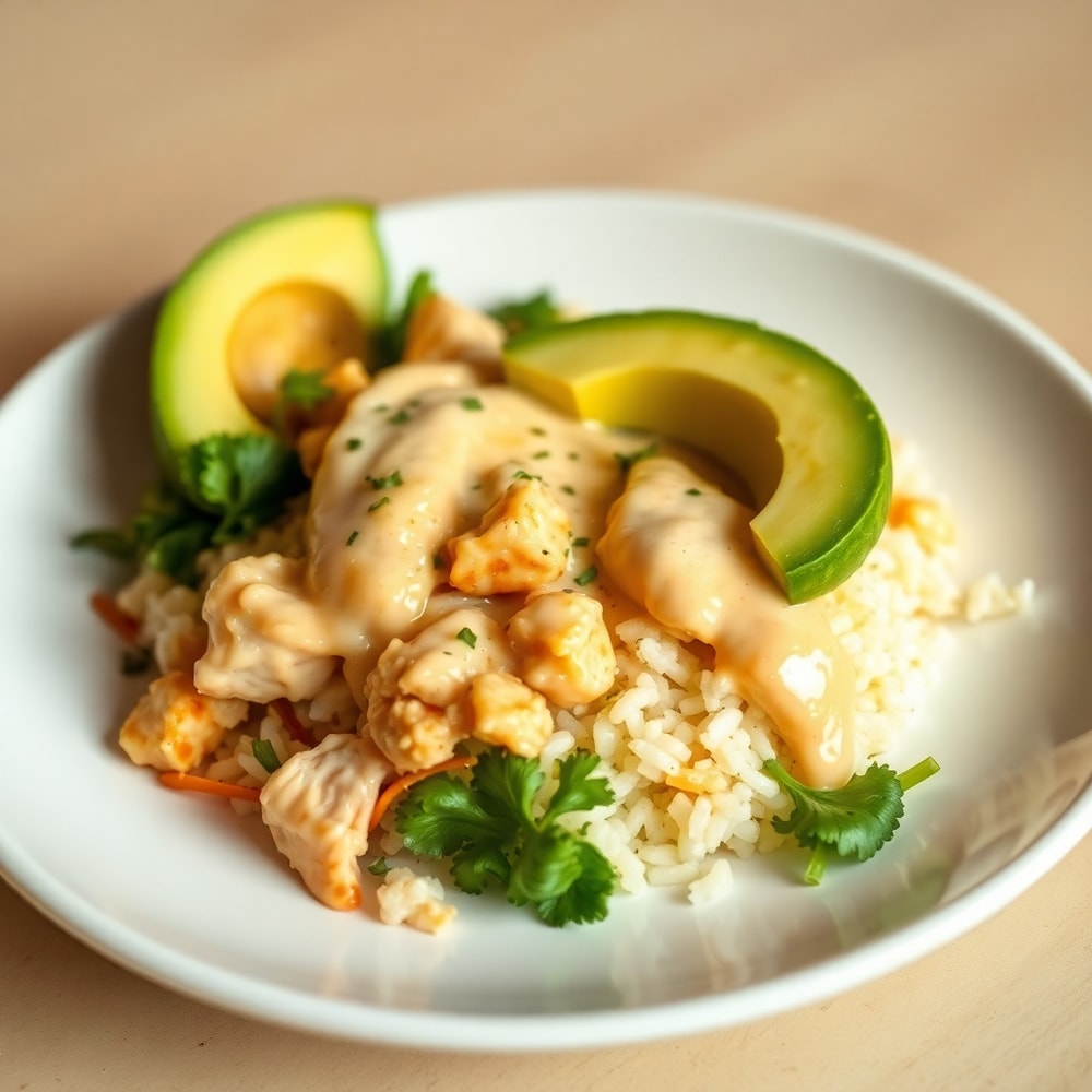 Coconut Chicken Rice Bowl with Avocado