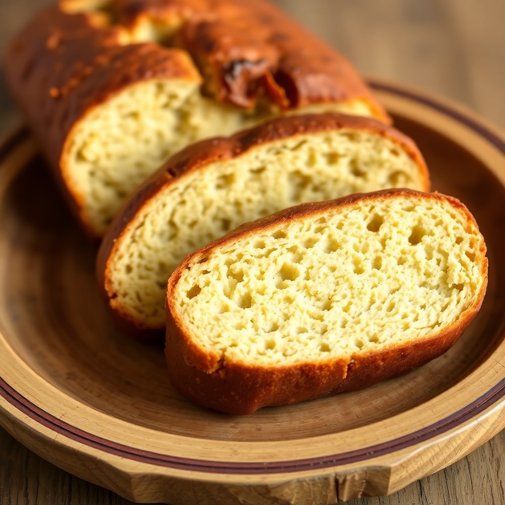 Freshly baked Crockpot Bread with a knife