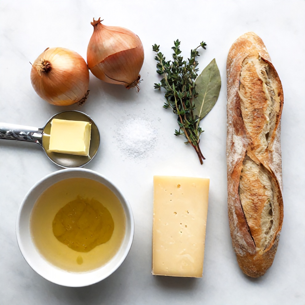 Raw ingredients for French Onion Soup