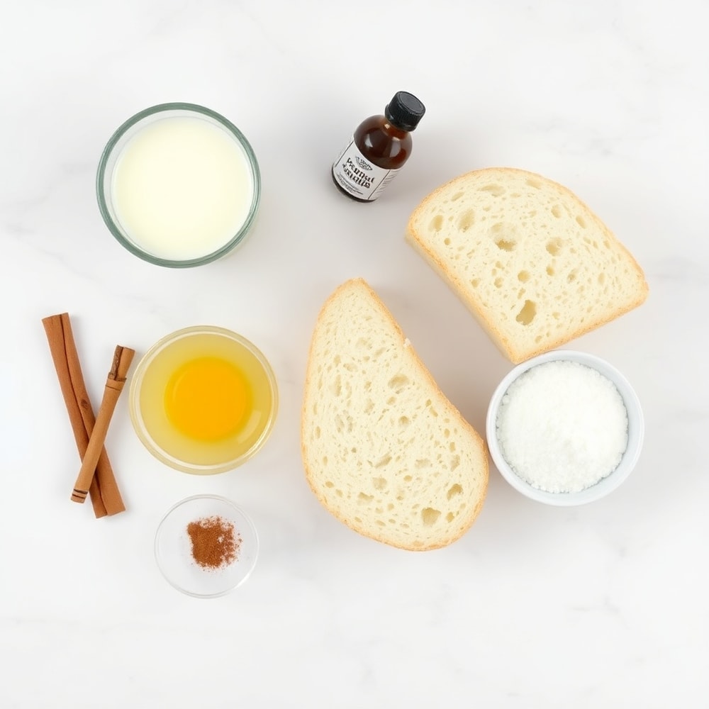French Toast Cups ingredients including bread, eggs, milk, and cinnamon