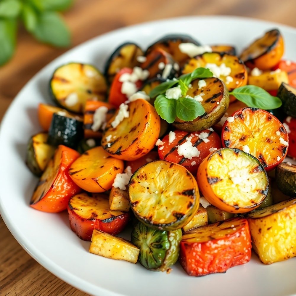 Easy Grilled Veggies on a white plate