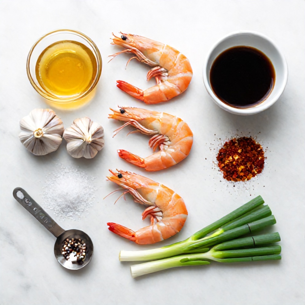 Raw ingredients for Honey Garlic Shrimp