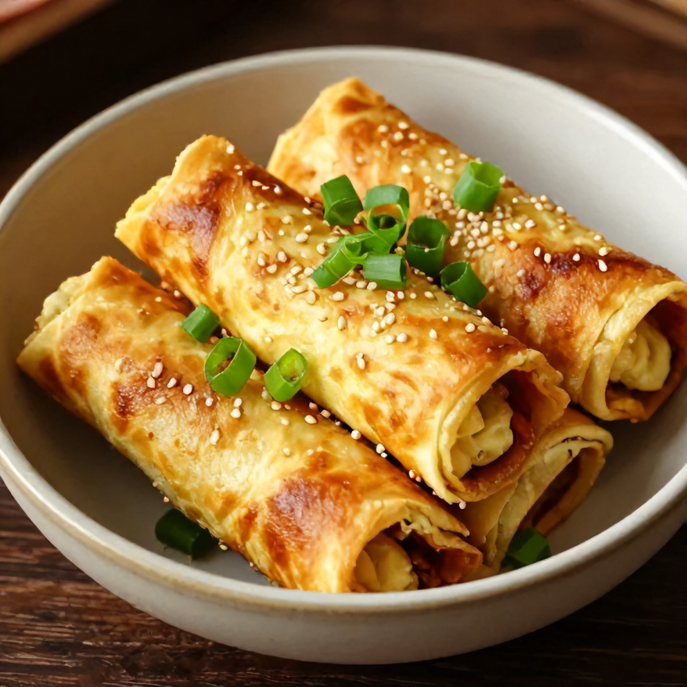 Plated Keto Egg Roll in a Bowl with green onions