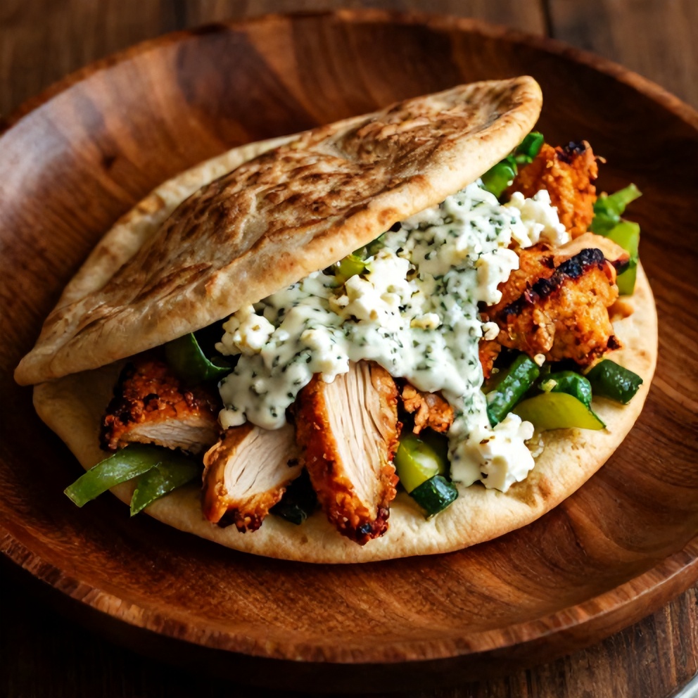 Easy Sheet Pan Chicken Pitas with Herby Ranch Sauce