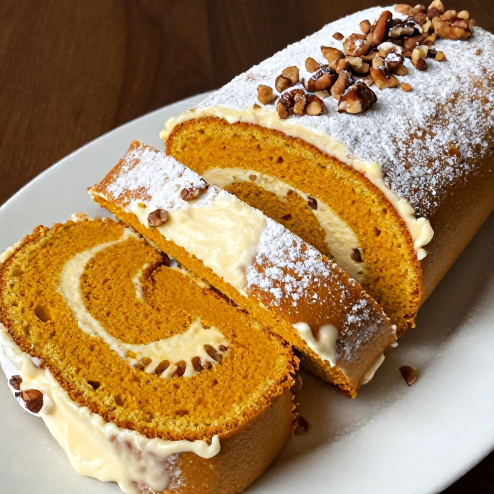 Easy Spiced Pumpkin Roll with Cream Cheese Frosting