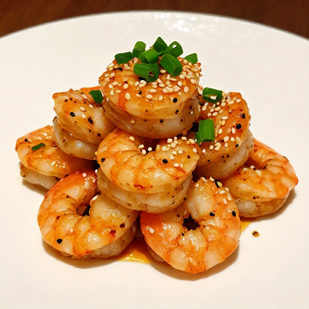 Plated Easy Spicy Shrimp Sushi Stacks on a white plate