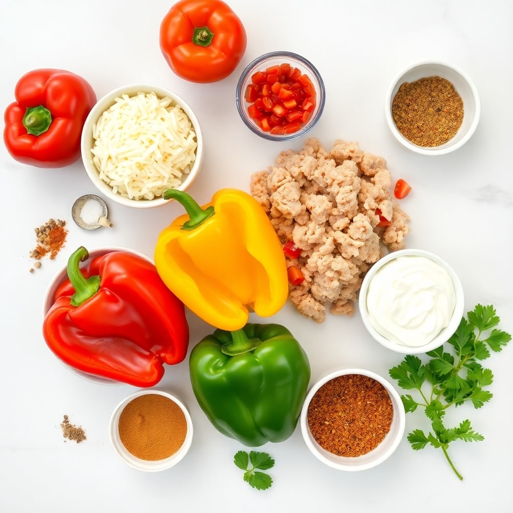 Raw ingredients for Easy Stuffed Bell Peppers