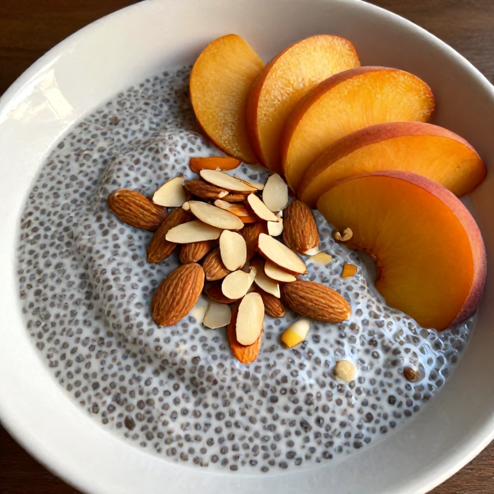 Easy Summer Peach Chia Pudding with Almonds