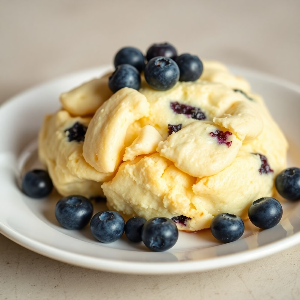 Fluffy Cottage Cheese Blueberry Cloud Bread with blueberries on top