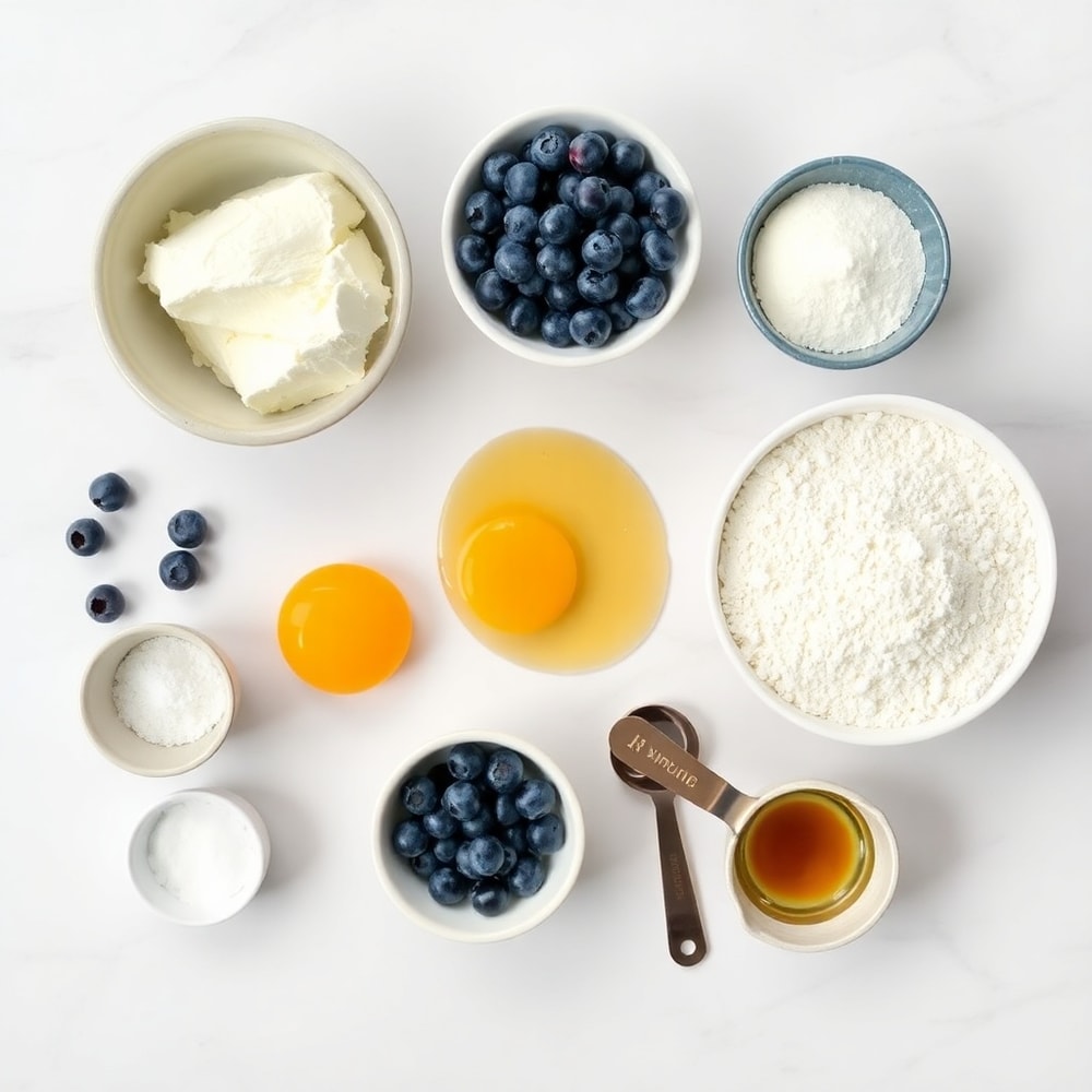 Raw ingredients for Fluffy Cottage Cheese Blueberry Cloud Bread