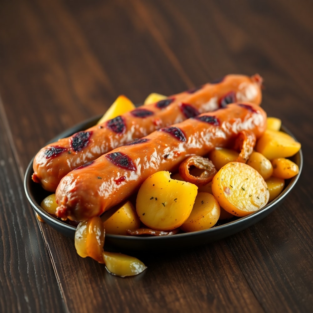 Fried Potatoes Onions Smoked Polish Sausage
