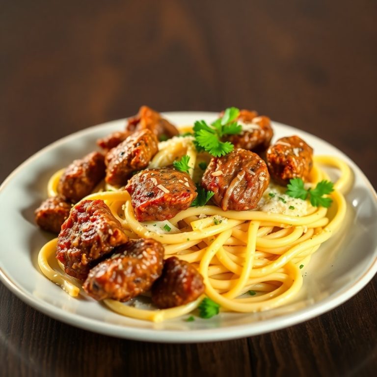 Garlic Butter Steak Bites Pasta