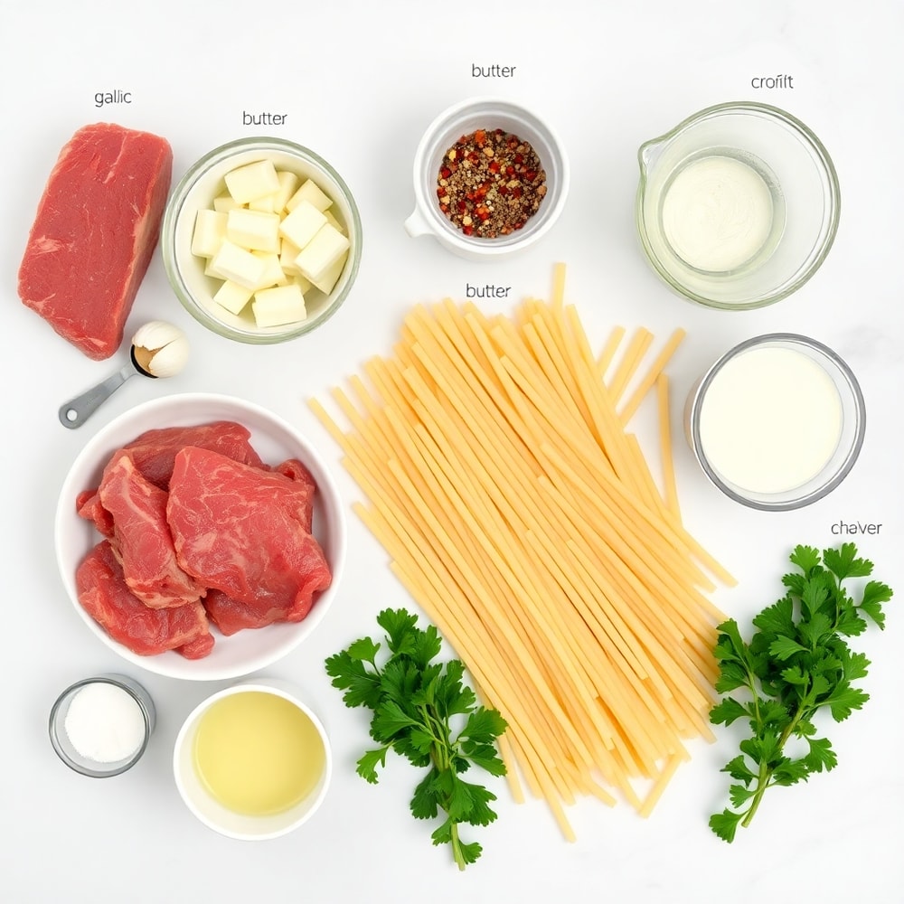Garlic Butter Steak Bites Pasta Ingredients