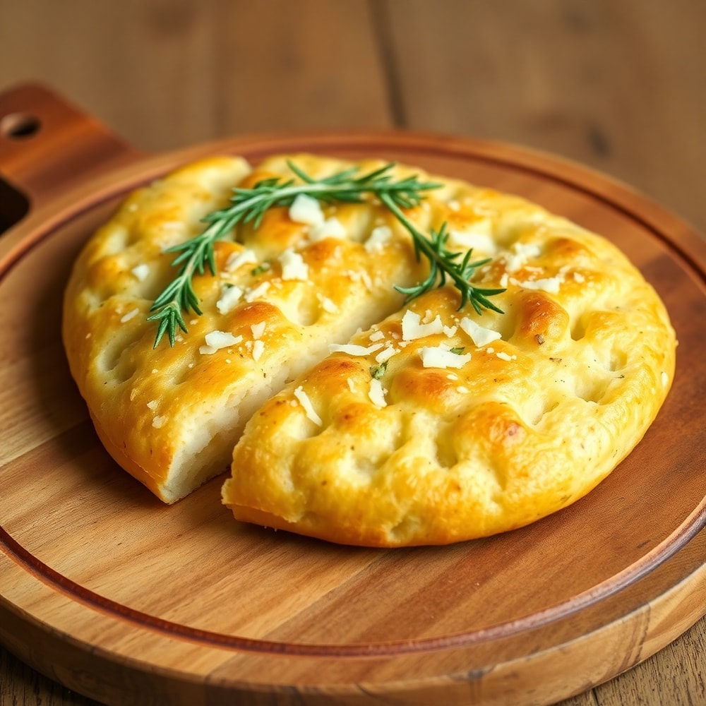 Garlic Parmesan Focaccia sliced and served