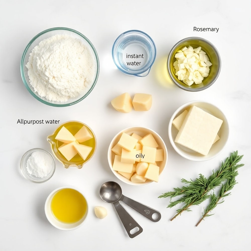 Raw ingredients for Garlic Parmesan Focaccia