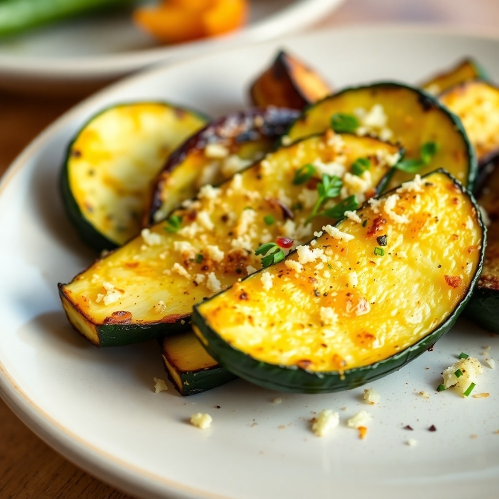 Plated Garlic Parmesan Roasted Zucchini