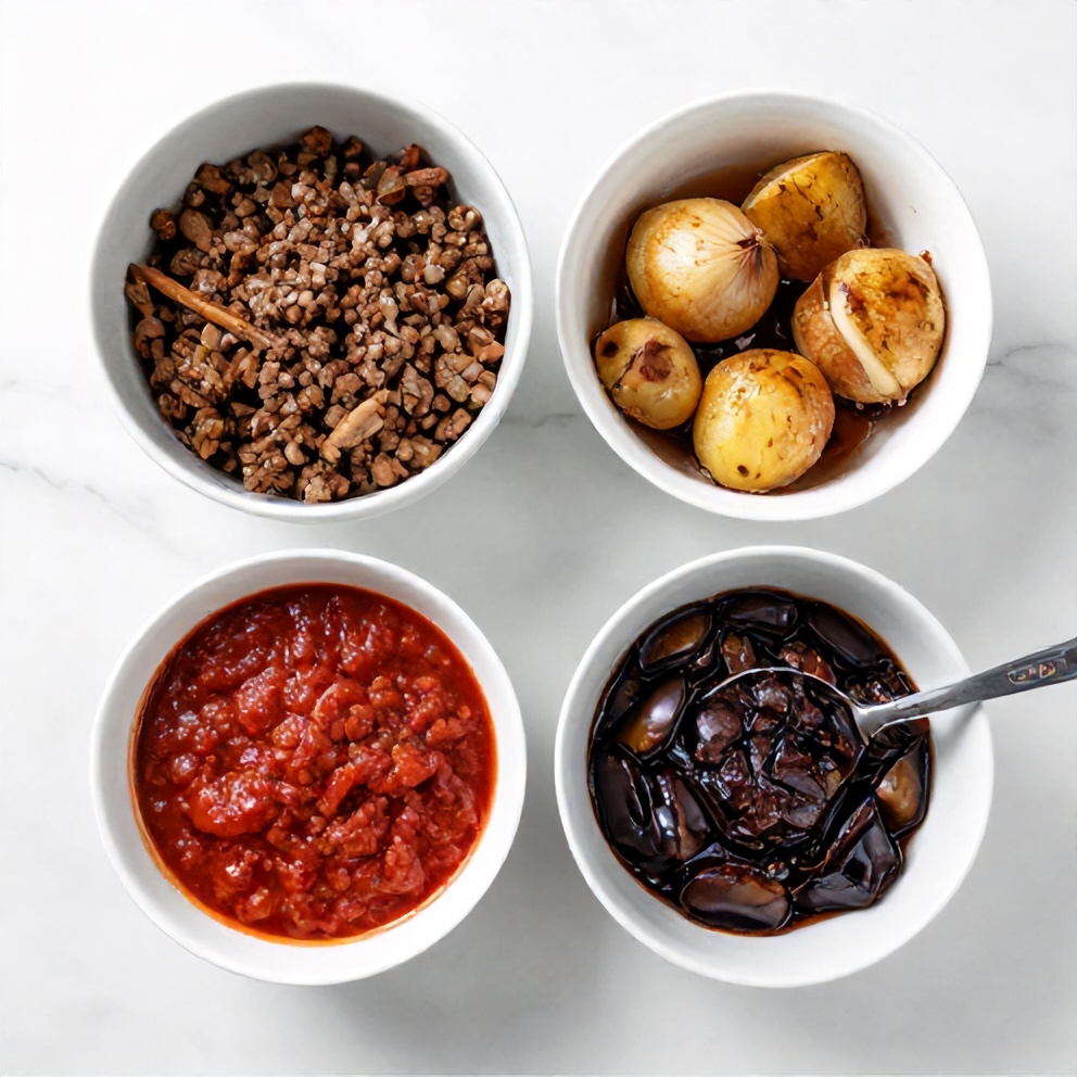 Raw ingredients for Greek Moussaka