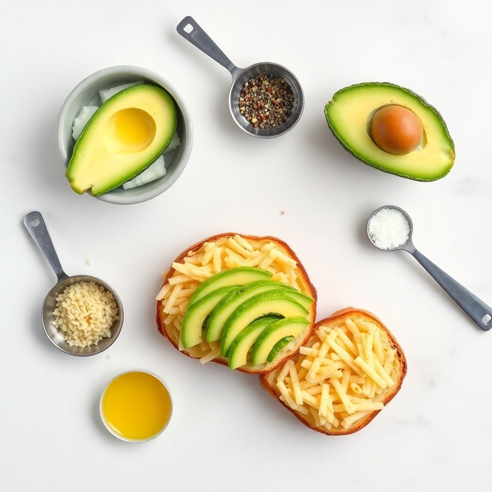 Raw ingredients for hash brown avocado toast