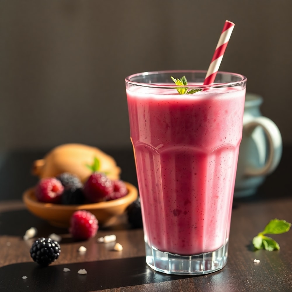 homemade blackberry coconut pink drink