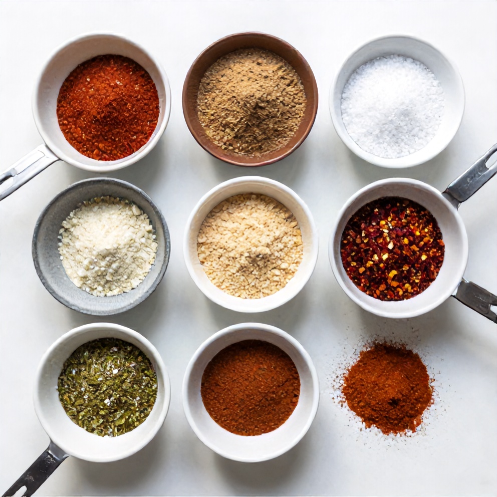 Ingredients for homemade taco seasoning laid out