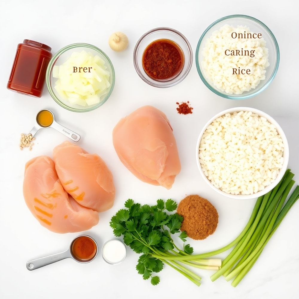 Raw ingredients for Honey BBQ Chicken and Rice