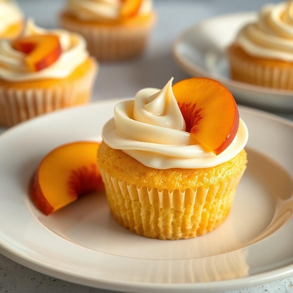 Honey Peach Cream Cheese Cupcakes with cream cheese frosting