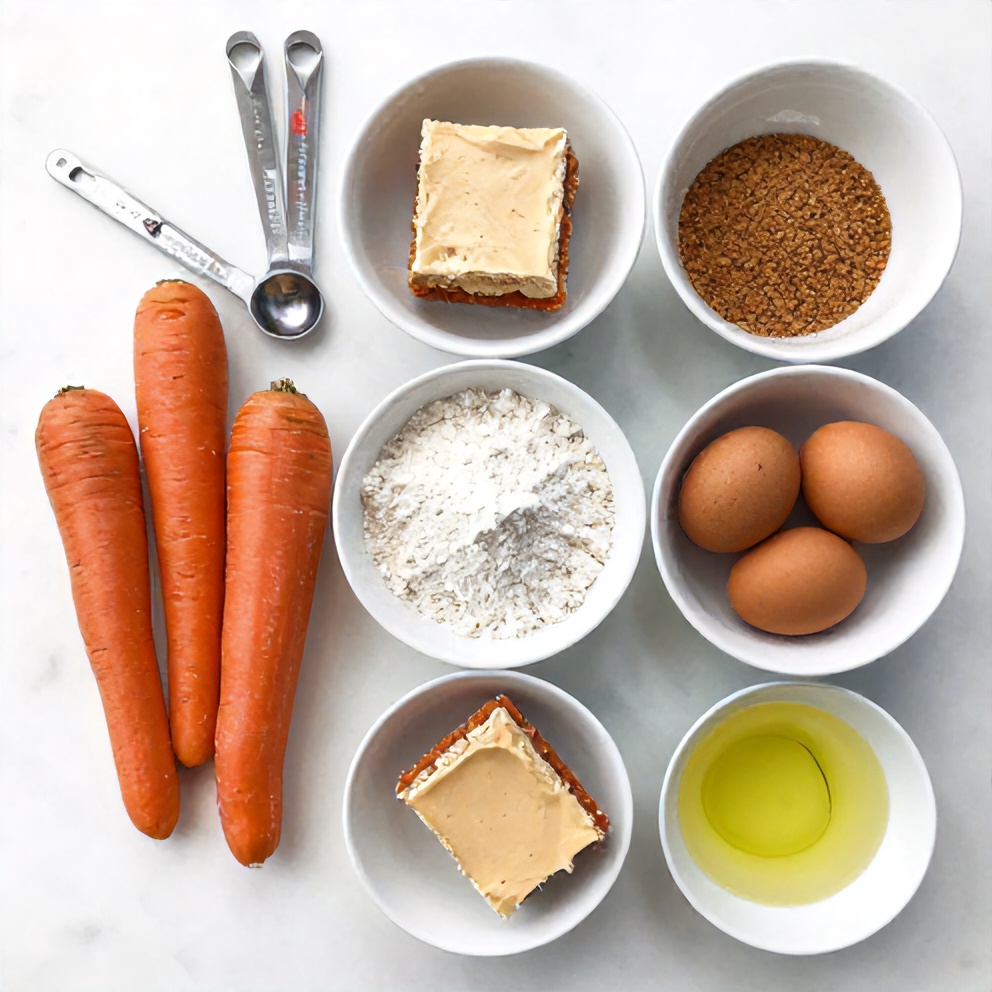 Raw ingredients for Carrot Cake Cream Cheese Bars