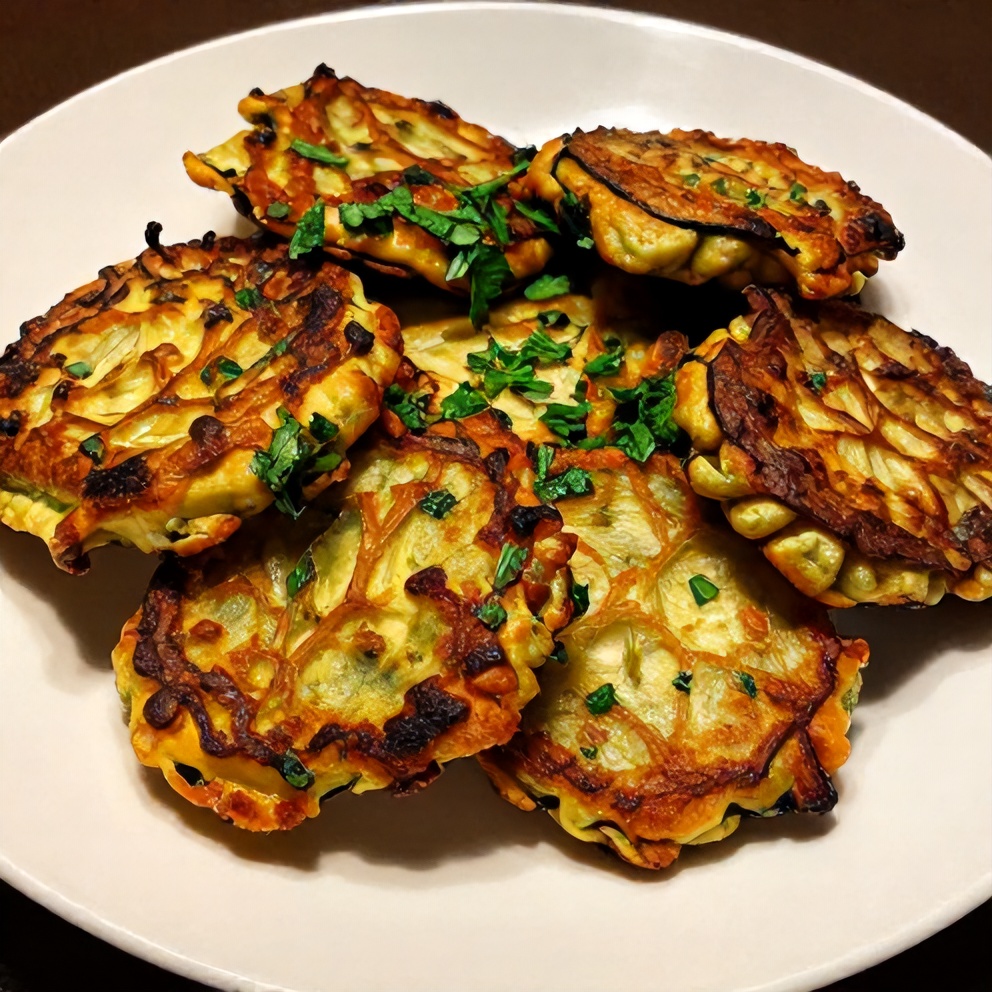 Plated Keto Zucchini Fritters with fresh parsley