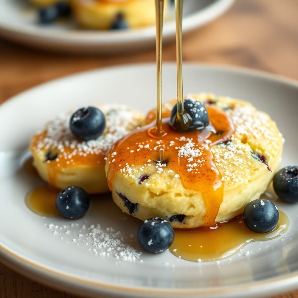 Lemon Blueberry Cottage Cheese Pancake Bites Ready to Serve