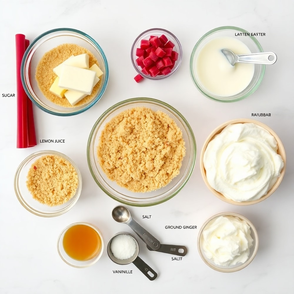 Ingredients for No Bake Rhubarb Cheesecake Squares