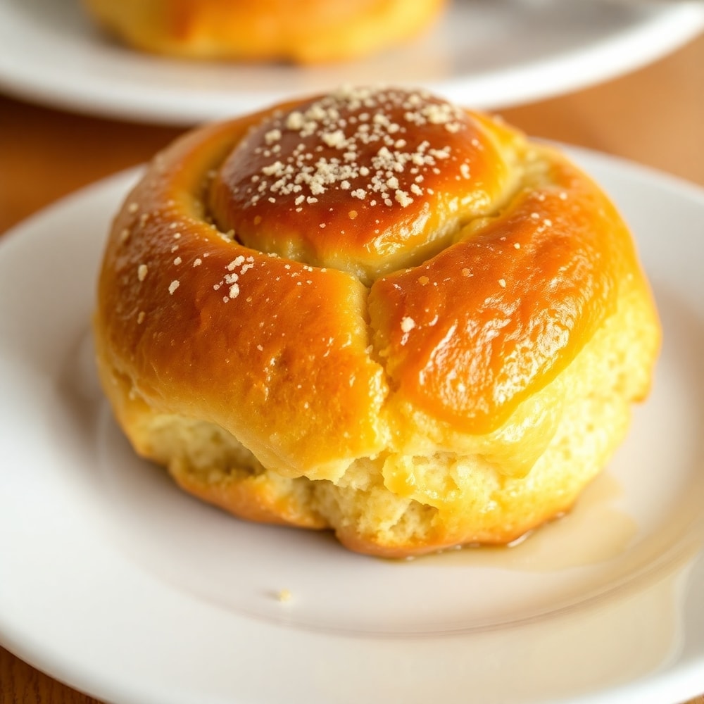 Freshly baked Oatmeal Molasses Rolls on a plate