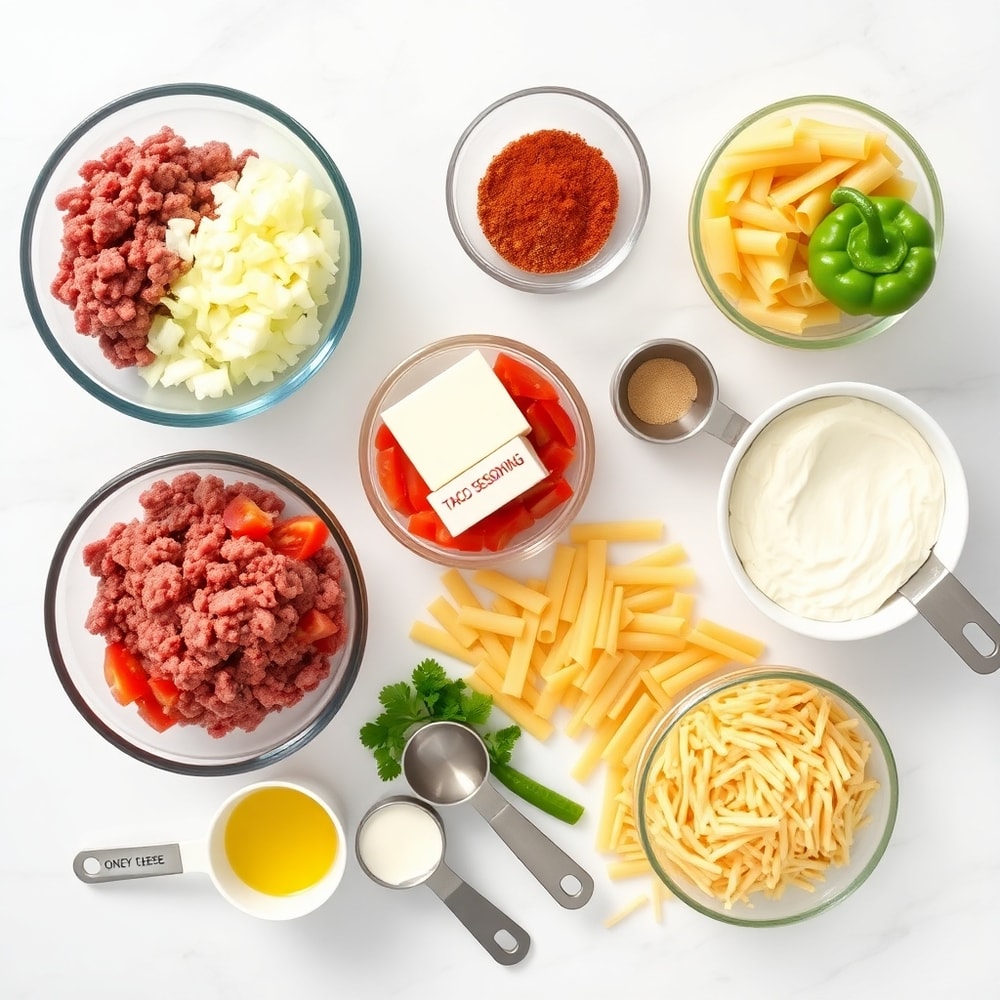 One Pot Cheesy Taco Pasta Ingredients