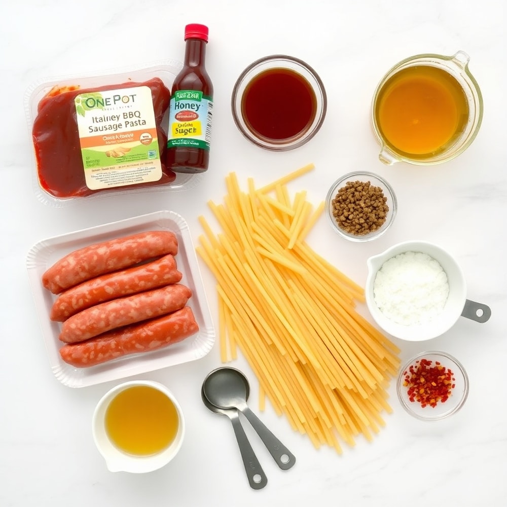 One-Pot Honey BBQ Sausage Pasta Ingredients