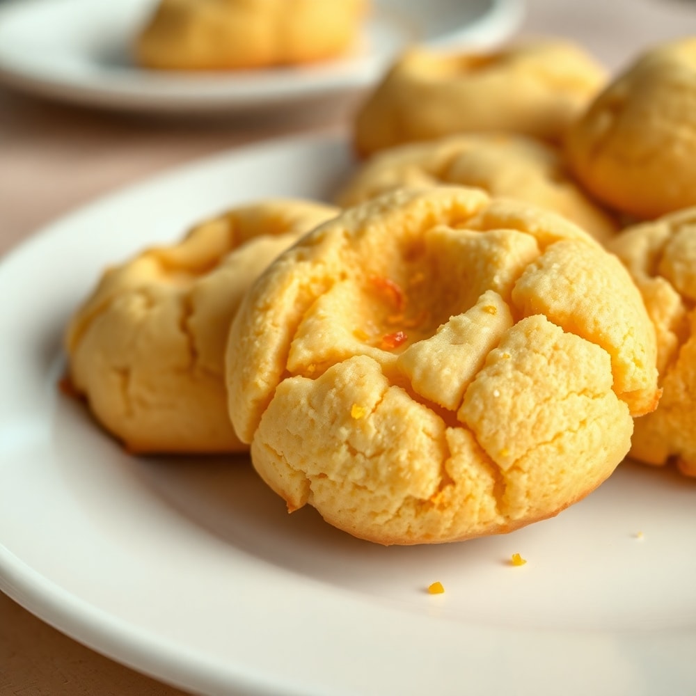 Orange scone cookies on a white plate