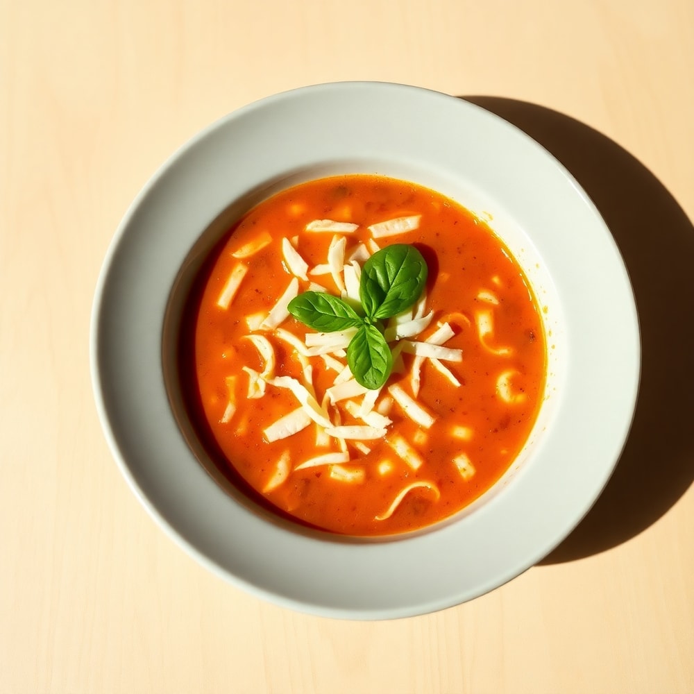 Paleo Pizza Soup served in a bowl