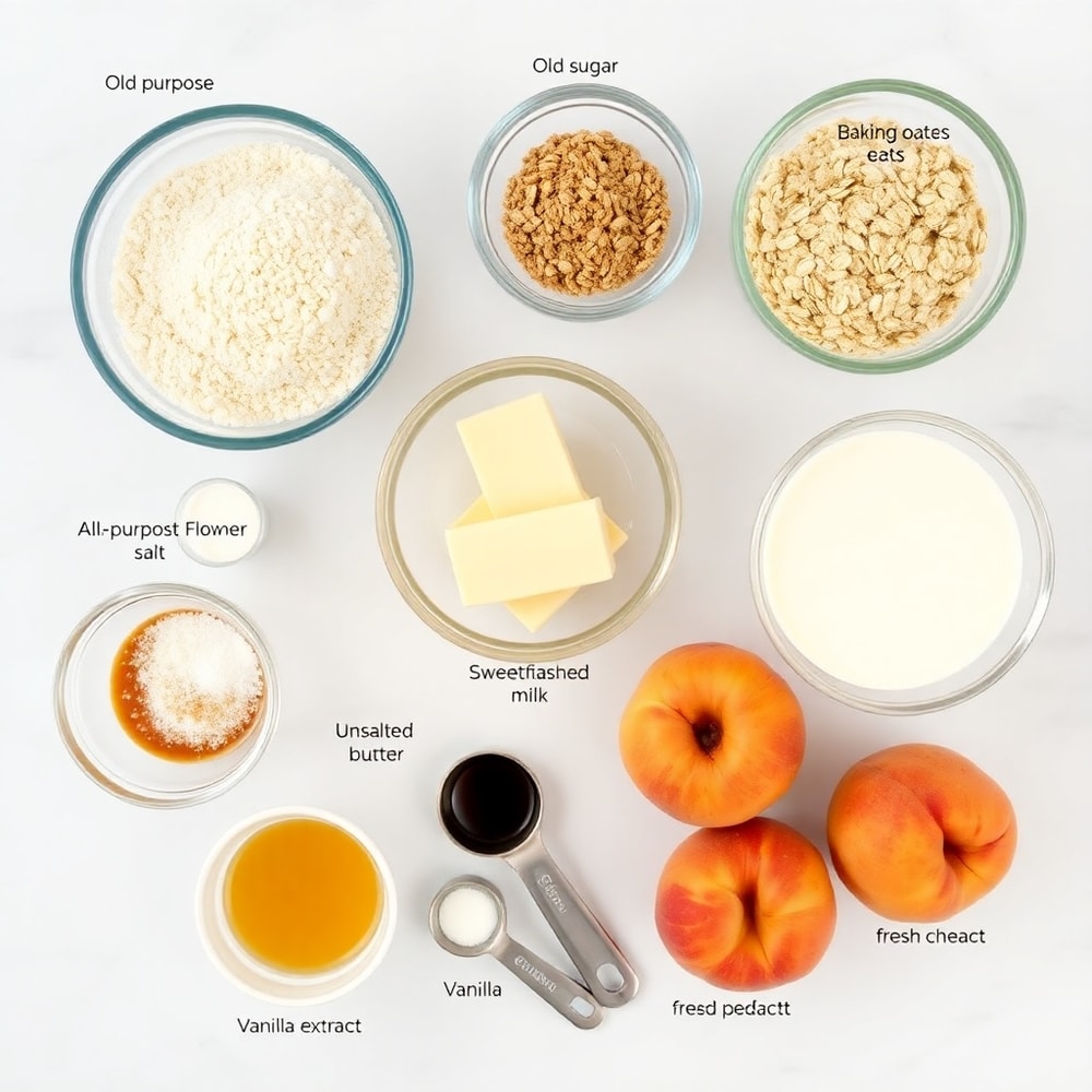 Raw Ingredients for Peaches and Cream Crumble Bars