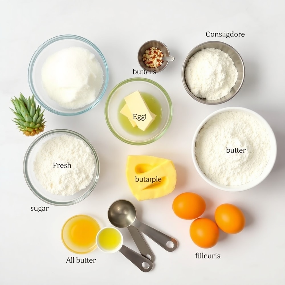 Raw ingredients for Pineapple Mascarpone Upside-Down Mini Cakes