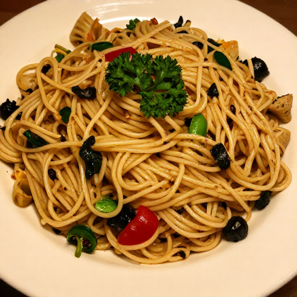 Plated serving of protein-packed pasta salad