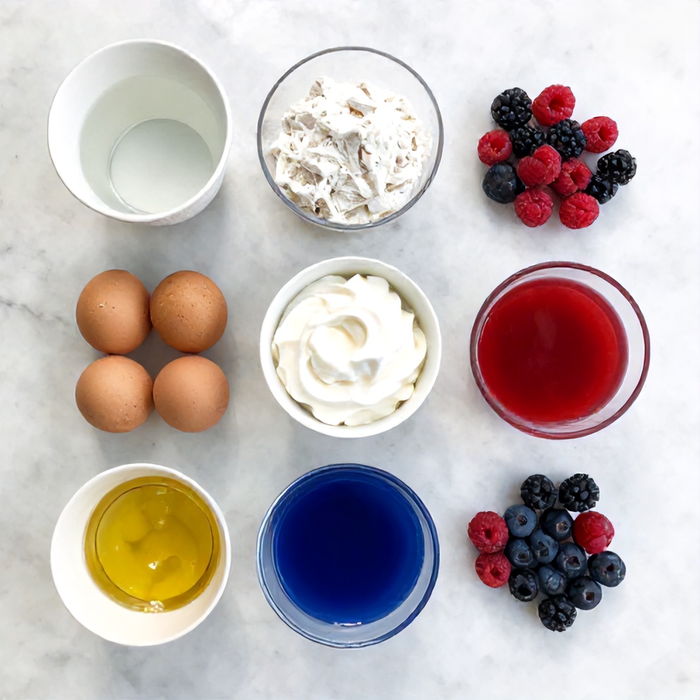 Red, white, and blue poke cake ingredients