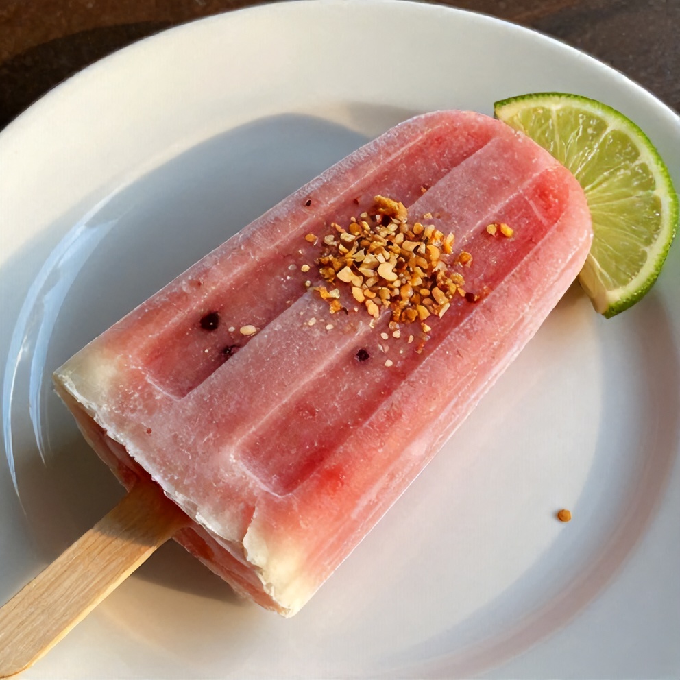 Watermelon Coconut Popsicles on a white plate