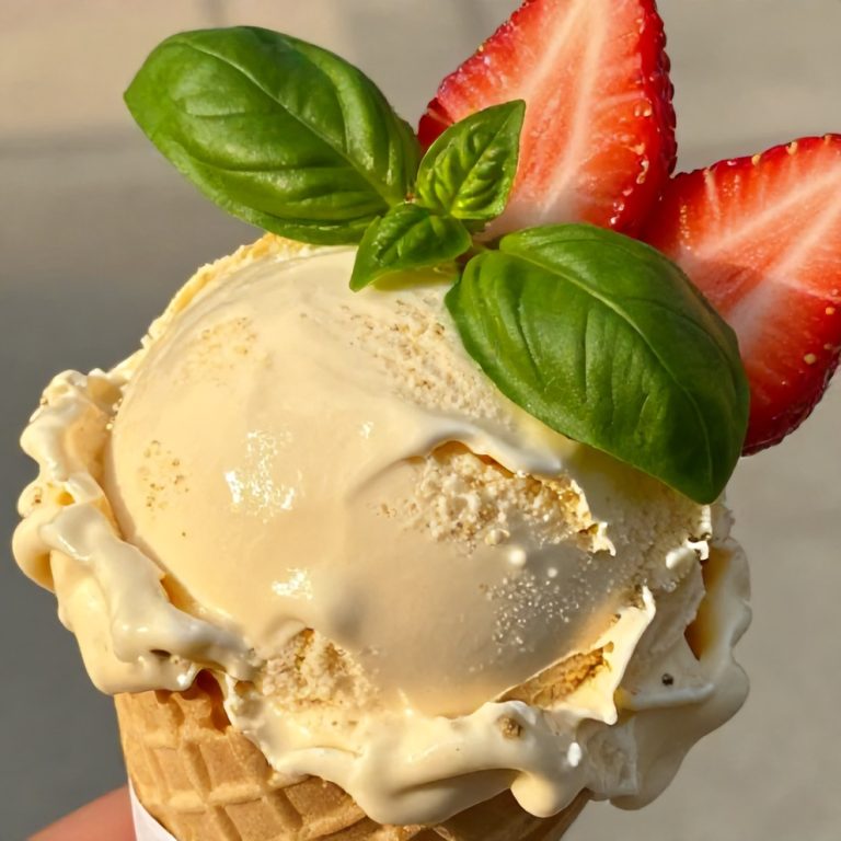 Roasted Strawberry Lime Basil Ice Cream