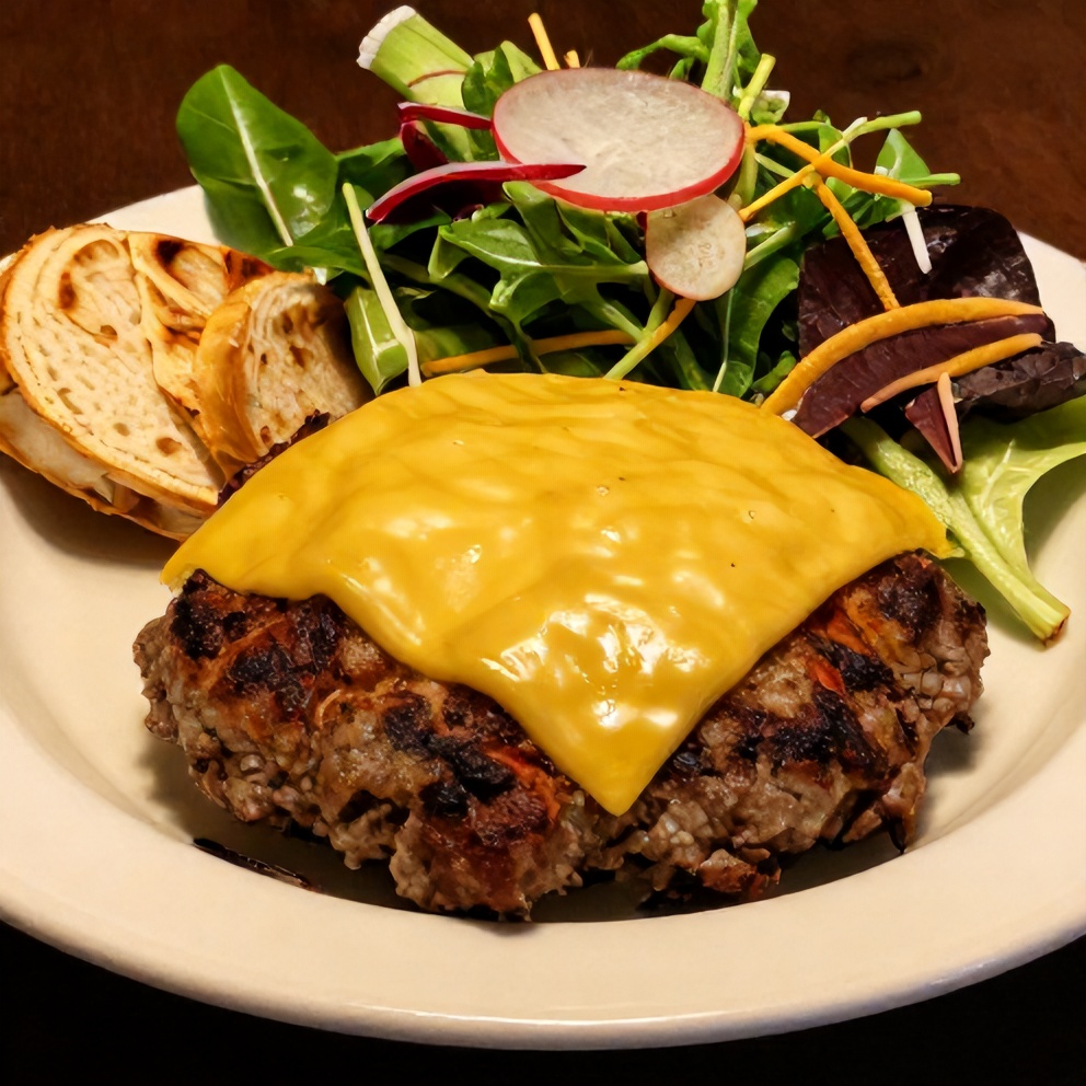Smash Burger Bowl plated with crispy beef patty, melted cheese, and fresh toppings