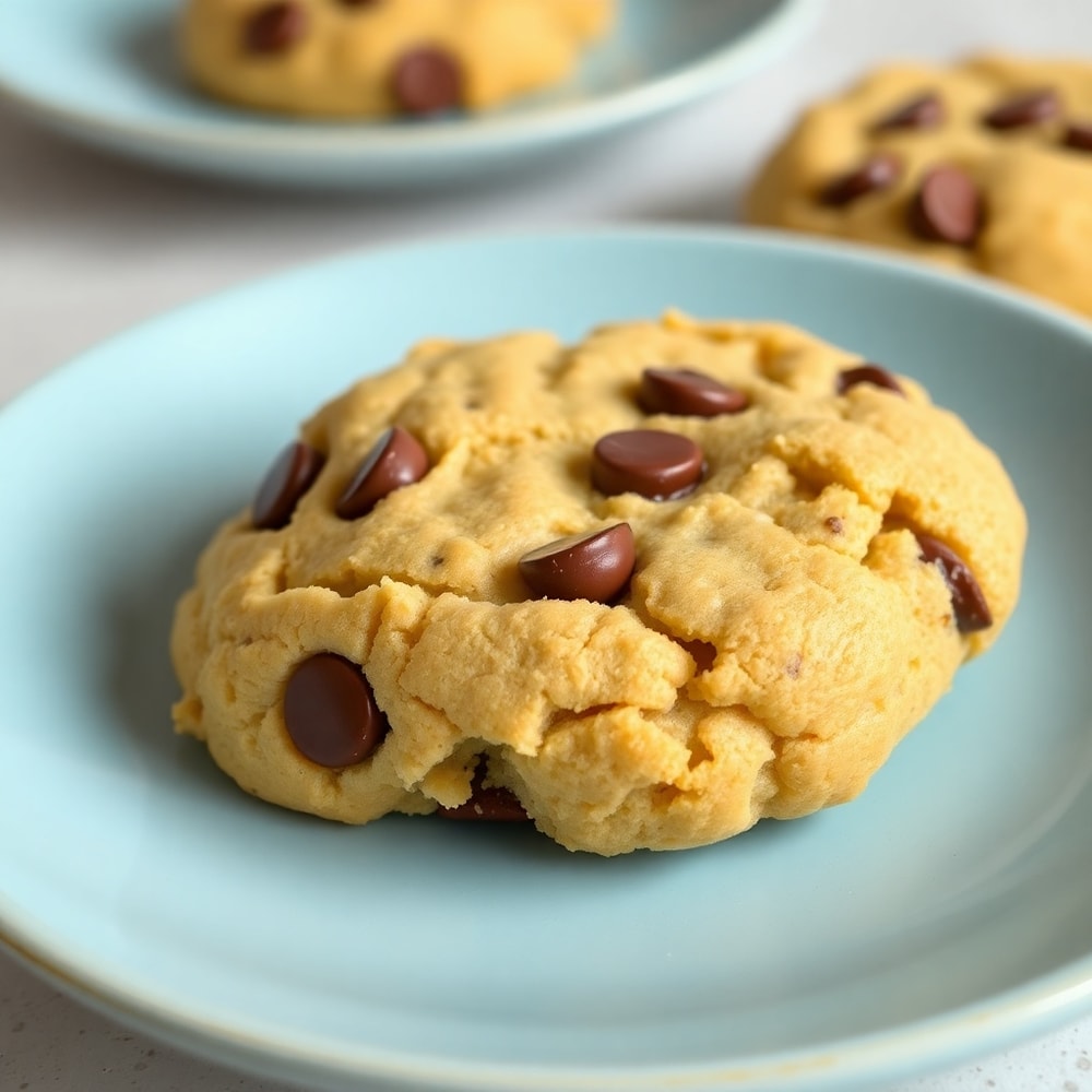 Soft and Fluffy Banana Bread Cookies on a light blue plate