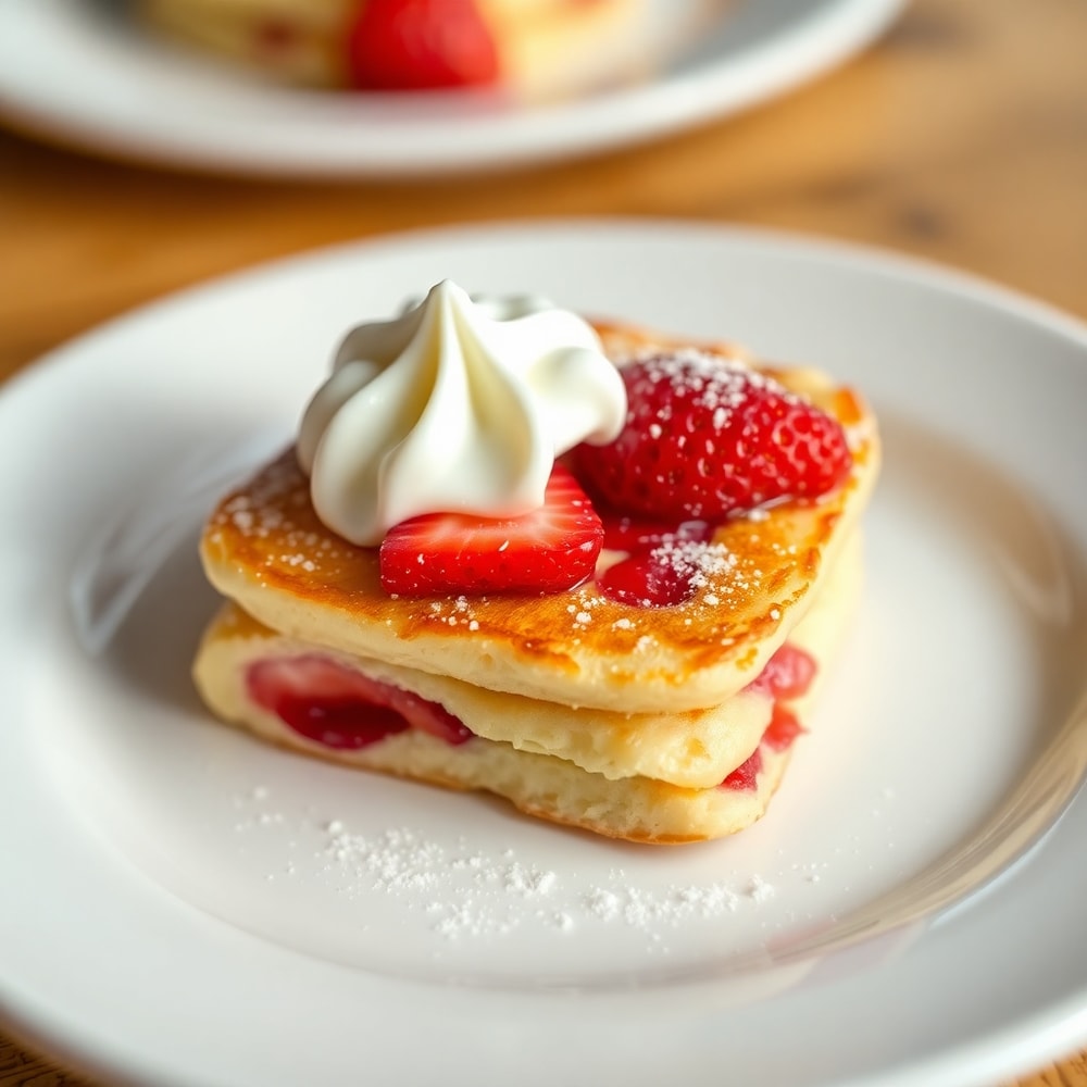 Plated serving of Strawberry Pancake Bites