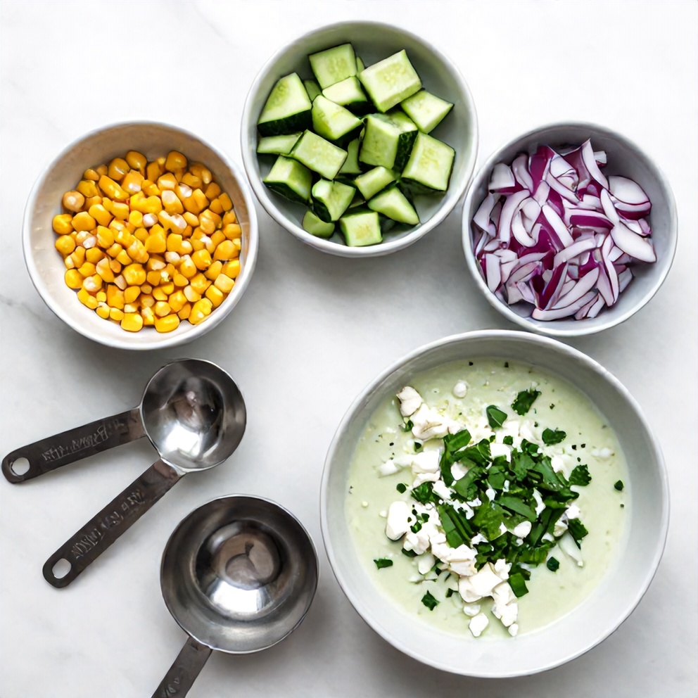 Raw ingredients for creamy cucumber salad