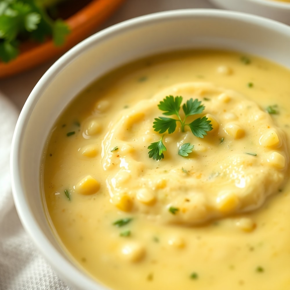 Bowl of Creamy Corn and Zucchini Chowder