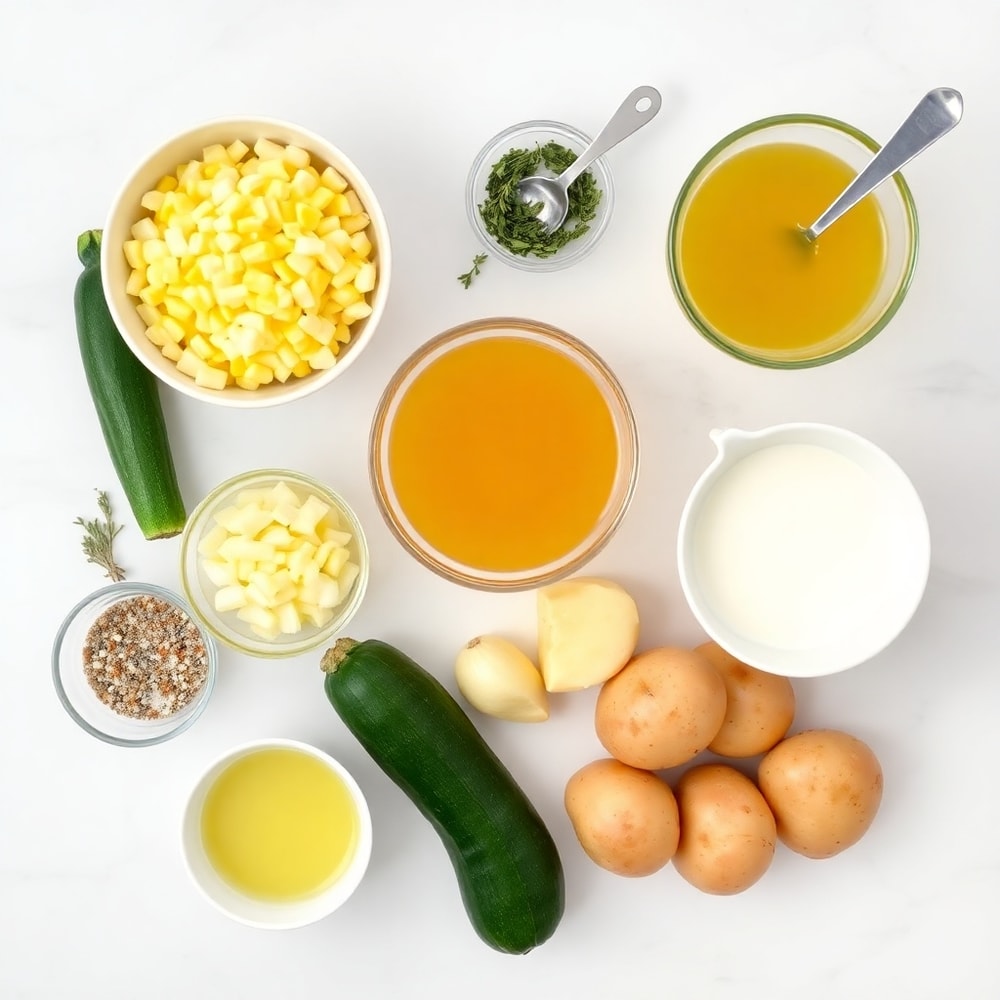Raw Ingredients for Corn and Zucchini Chowder
